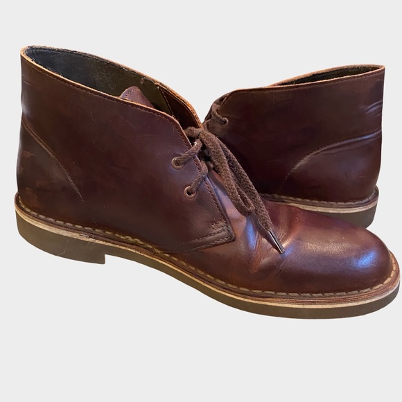 Clarks Mens Brown Leather Ankle Casual Chukka Desert Boots- Sz-8.5 - Picture 1 of 16